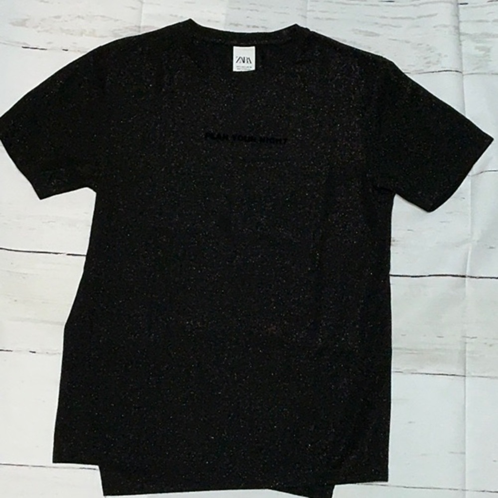 Zara Black Crew Neck Short Sleeve Tee